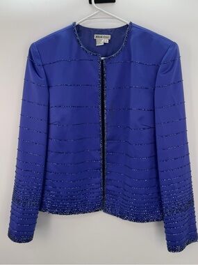 ✨ Zola Evening Beaded Jacket — Royal Blue Size 10 💙